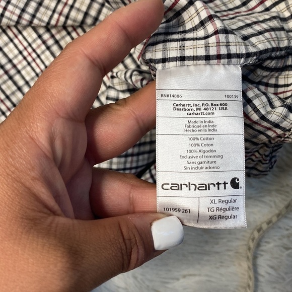 Carhartt Men's Relaxed Fit Lightweight Short Sleeve Plaid Shirt - Picture 7 of 8